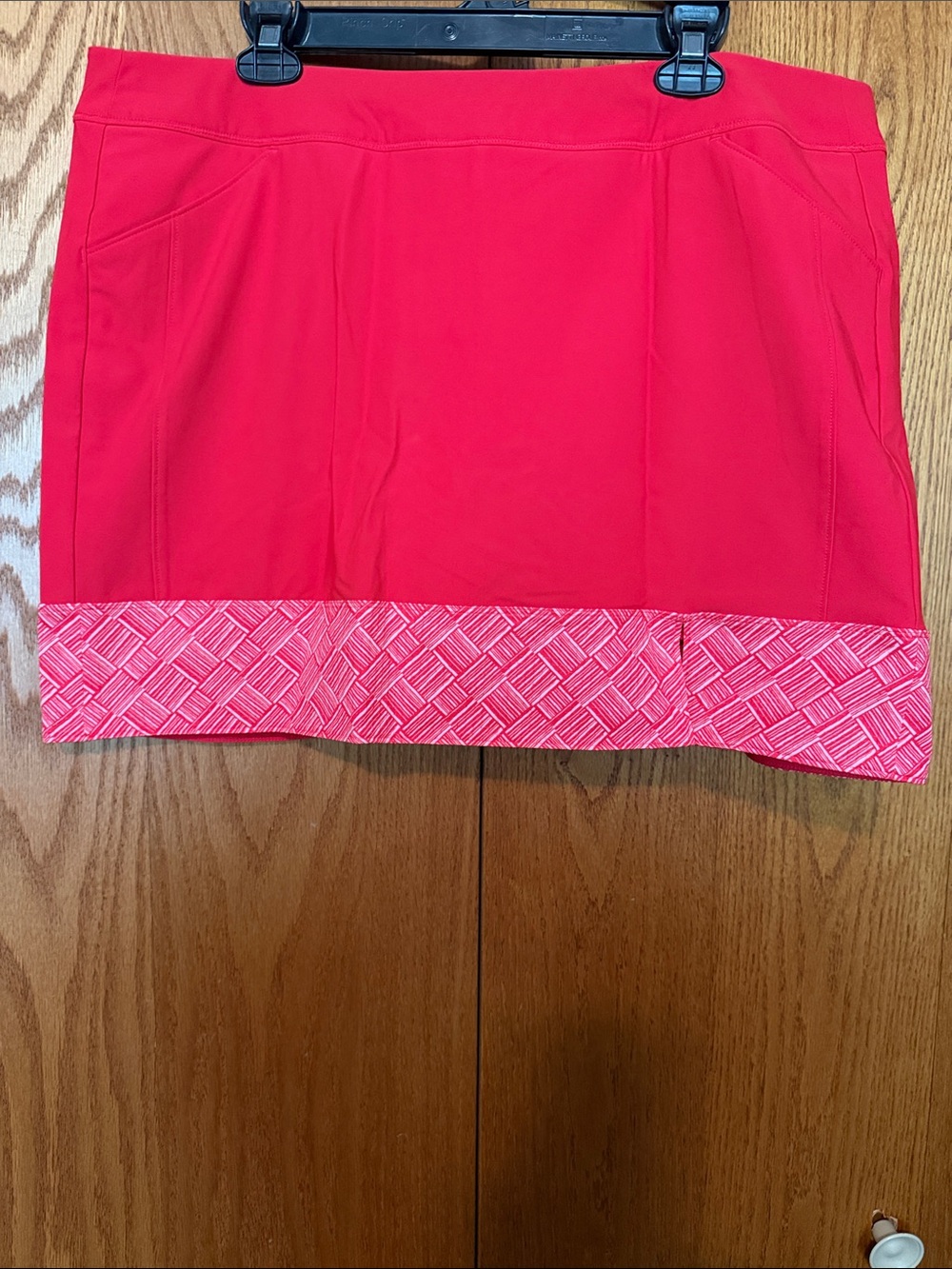 Adidas Bright Red Mini Skirt with Patterned Hem